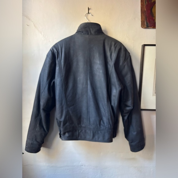 Black Leather Vintage Men's Moto Zip Jacket - Picture 6 of 15